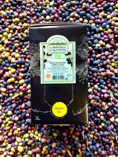Olive oil organic farmer PDO (Protected Designation of Origin) Haute Provence bag in box 3L